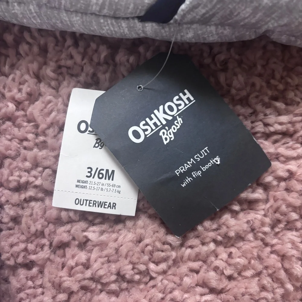 Oshkosh B'gosh Pram Suit With Flip Booties Snowsuit Coat 3-6 Months NWT Winter